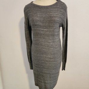 MNG suit metallic silver knit dress, women's size M